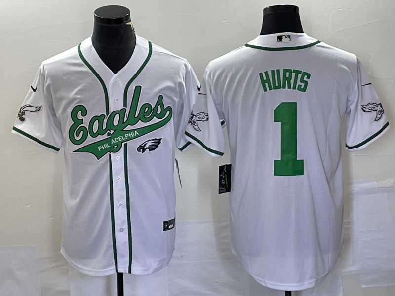 Men's Philadelphia Eagles #1 Jalen Hurts White Cool Base Stitched Baseball Jersey,We sell and wholesale Men's Philadelphia Eagles #1 Jalen Hurts White Cool Base Stitched Baseball Jersey on line form chian!